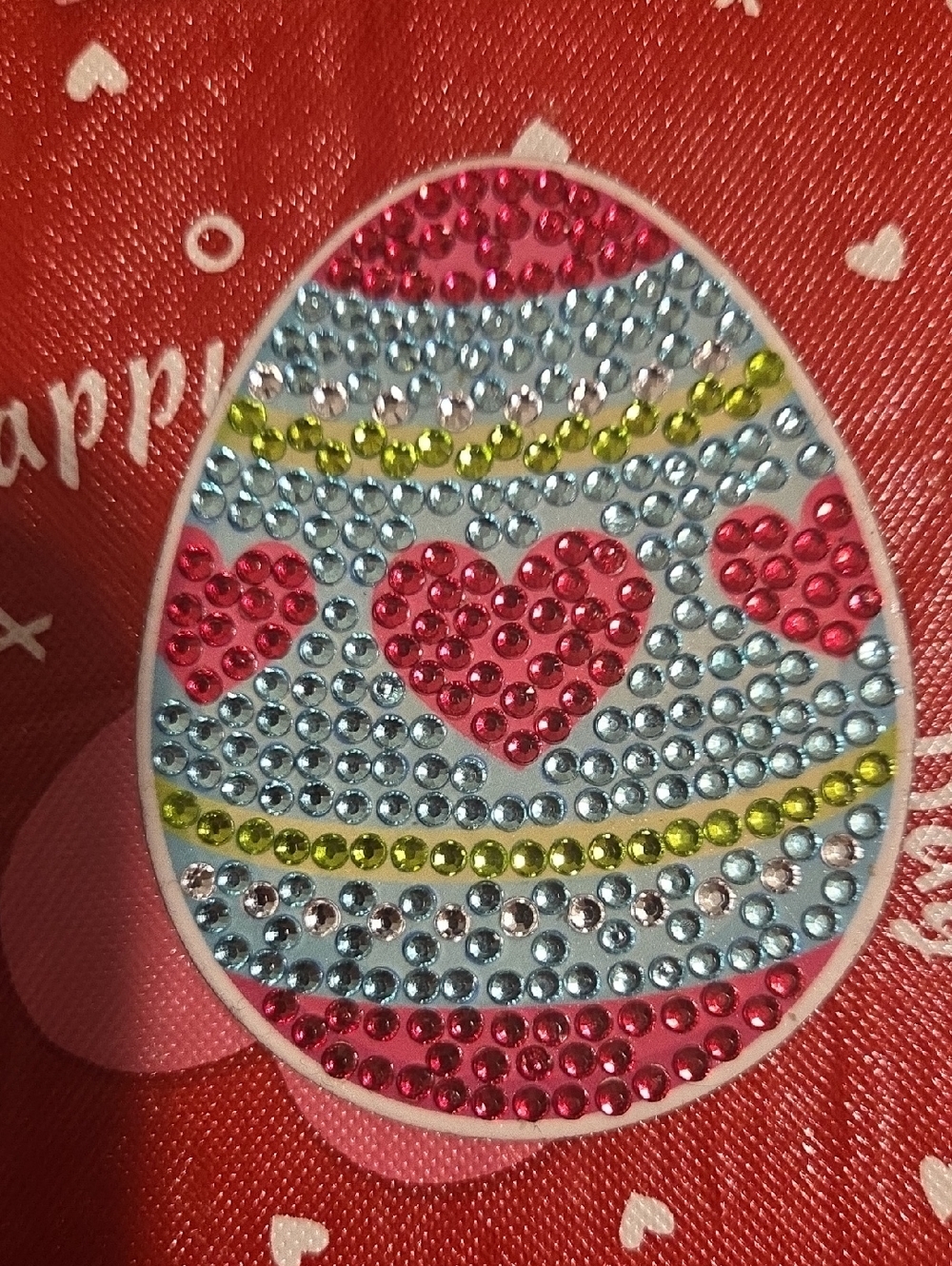 Handmade Embellished Heart Easter Egg Magnet - Pink, Blue, Lime